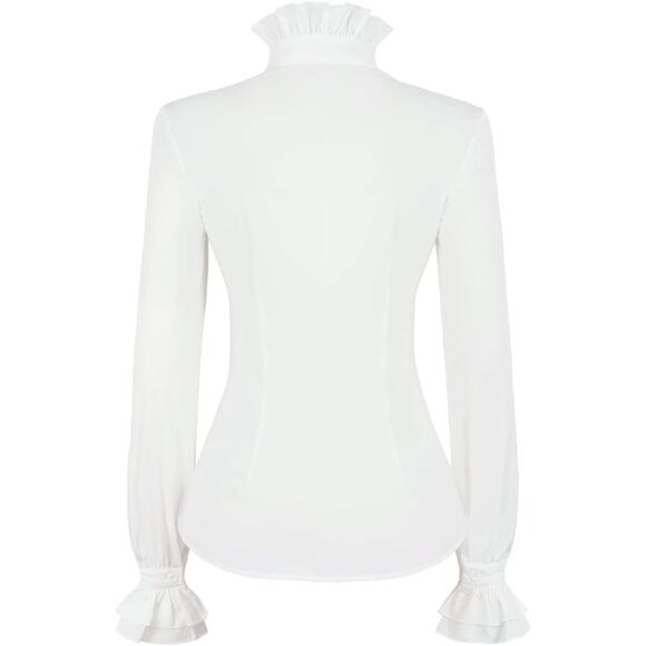 Victorian Gothic Shirt Vintage Ruffle Long Sleeve Blouse Tops XL White - Picture 5 of 5